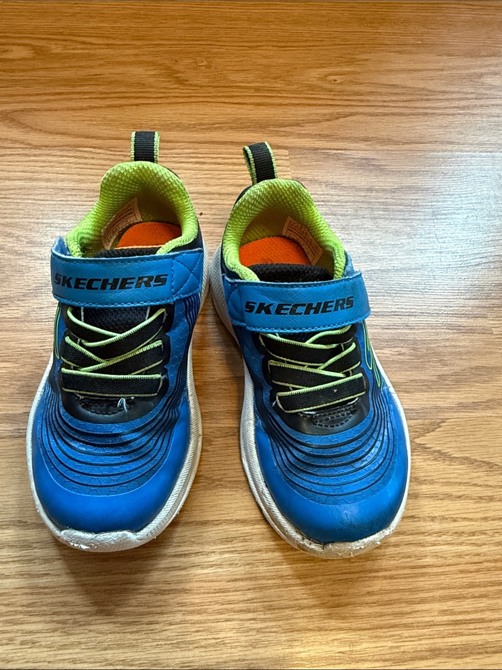Skechers Kids Blue Sneakers with Lime Accents